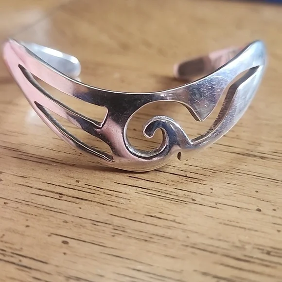 Sterling Silver Taxco Mexico SigneD JAB Openwork Cuff Bracelet Fine Jewe… - Picture 9 of 9